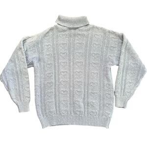 Vintage Eddie Bauer Women's White 100% Cotton Turtle Neck Sweater Size L